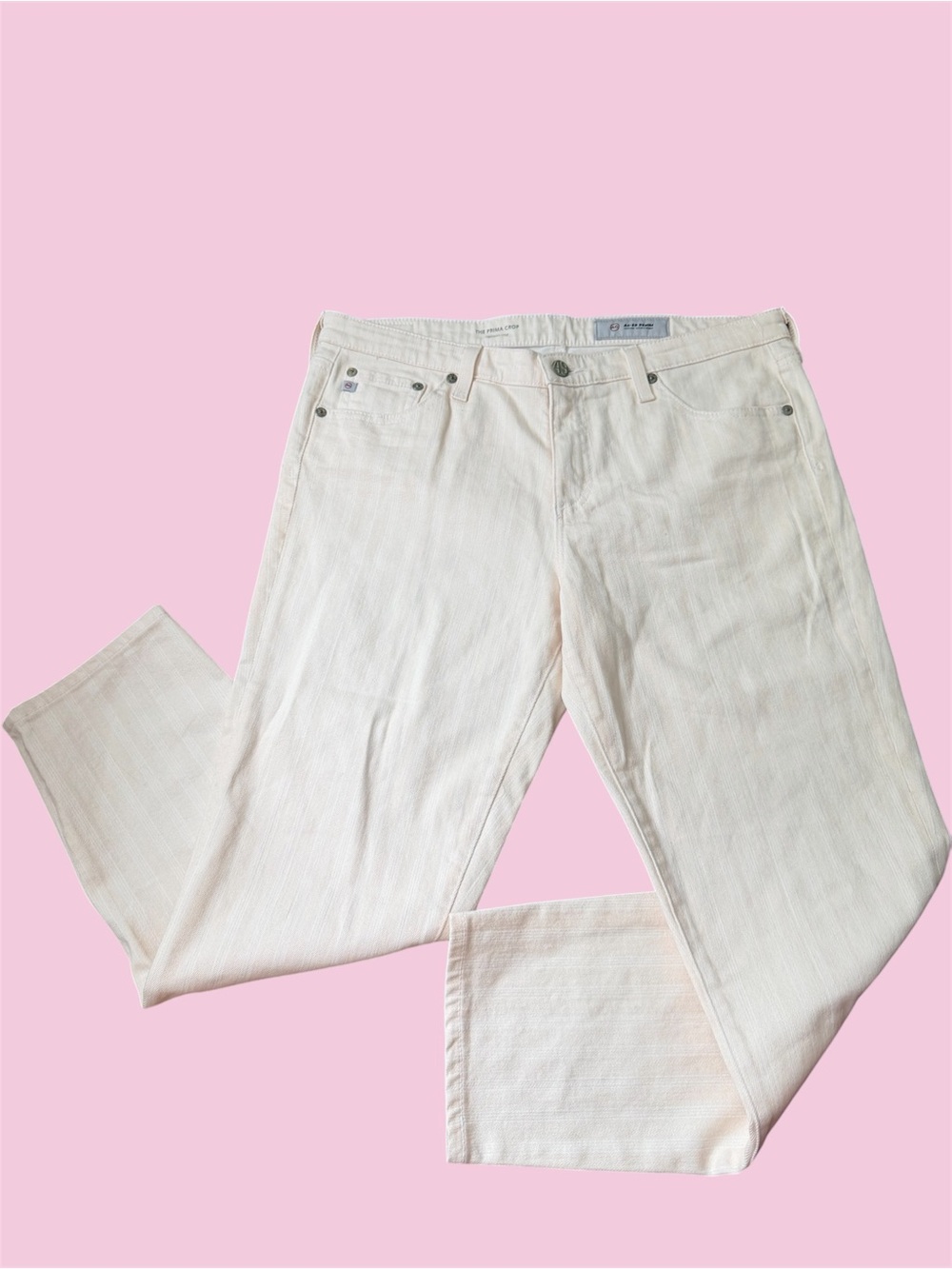 AG ADRIANO GOLDSCHMIED X ANTHROPOLOGIE The Prima Crop Cigarette Jeans Pink SZ 32